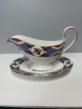 Spode Shima Y8172-B Gravy Boat & Underplate Fine Bone China England